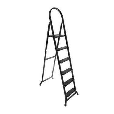 Imagem de Escada 6 Degraus Em Aço Dobrável Tipo Tesoura Doméstica Resistente Uti