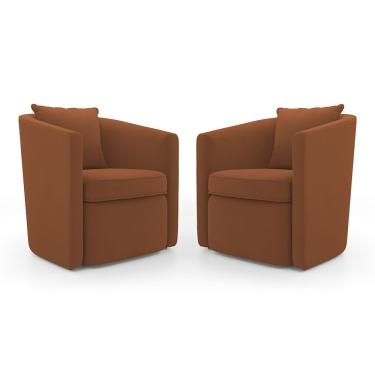 Imagem de Kit 02 Poltronas Decorativas Sala de Estar Aimê Veludo Terracota - Desk Design