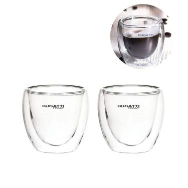 Imagem de Conjunto 2 Copos de Café Chá Licor Parede Dupla 80ml Bugatti