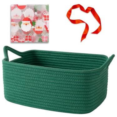 Imagem de OIAHOMY Cesta de tecido, cesta de presente vazia com sacos de presente e fitas, cestas de corda para chás de bebê, cestas de armazenamento com alças para berçário, organizador de brinquedos para
