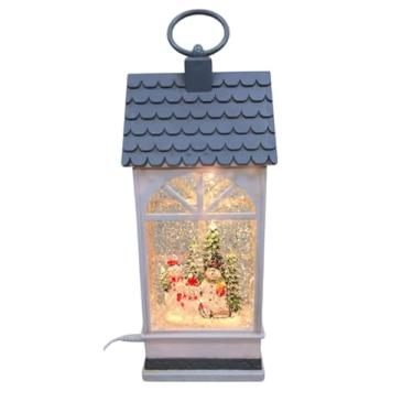 Imagem de Lanterna Decorativa Natalina Musical, Globo de Neve com LED, 26 cm, USB (Bonecos de Neve)
