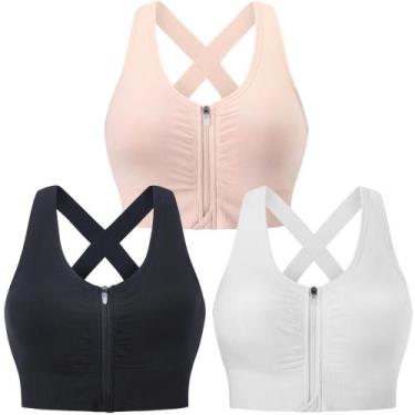 Imagem de Sutiã pós-cirúrgico Sutiã esportivo sem fio Evercute com zíper frontal