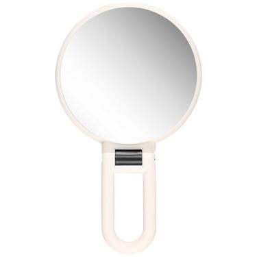 Imagem de ZLHETWT Espelho de mão, espelho de aumento, espelho de maquiagem, espelho de mão dupla face ampliação espelho de maquiagem portátil espelho de mão multifuncional para mulheres (branco)