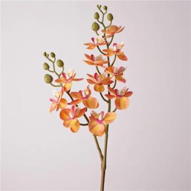 Imagem de 4 pçs/lote Artificial 12 Cabeças Borboleta Orquídea Flores Decoração de Casamento Falsa Phalaenopsis Decoração de Casa Ornamento Fotografia Adereços (Laranja)
