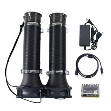 Imagem de Obokidlyamor 2PCS Upgraded Turbine II Intake Pipe Wind Sense Simulator Wind Speed Change on Steering Wheel of Racing Game PC USB for Logitech/Thrustmaster/fanatec G923 G920 G29 Intake Pipe (Black-1)