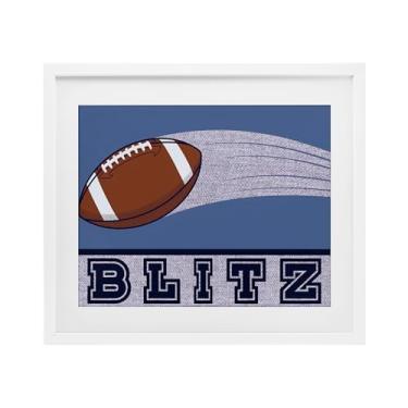 Imagem de Stupell Industries Blitz Vintage Football White Impressão emoldurada sob vidro, design por Marcus Prime, 33 x 40