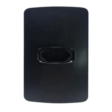 Imagem de Tomada Padrão 10A com Placa 4x2 Horizontal Gracia Maxx Alumbra Preto