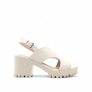 Imagem de Sandália Salto Bloco Tratorado Couro - DI VITRINI, Off white, 37