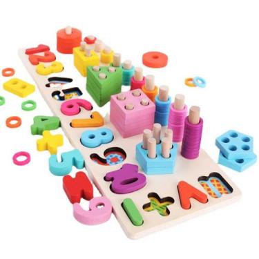 Imagem de Jogo Educativo Colunas Logarítmicas com 89 Peças  Brinquedo Infantil d