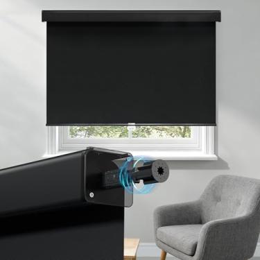 Imagem de ShadeMart Persianas blackout para Windows Persiana de rolo preta sem fio com proteção UV para janelas persianas de parada livre com sanefa para quarto, banheiro, escritório (86 cm L x 182 cm A)