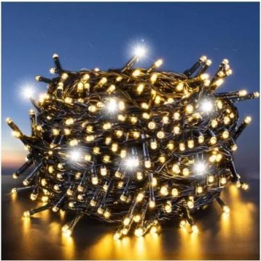 Imagem de Cordão Pisca Strobinho 10 Metros Luz Branco Quente Ou Branco Frio 100 LEDs Fio Verde C Emenda(BRANCO QUENTE,110v)