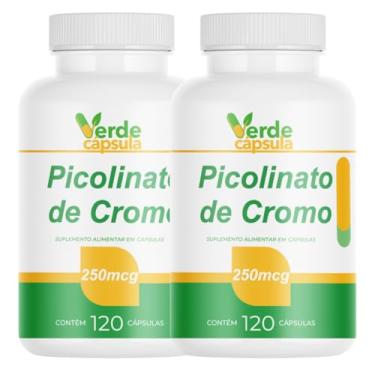 Imagem de Kit 2 Picolinato de Cromo 250mcg 240 Cápsulas - Cromo Picolinato Concentrado - Suplemento Alimentar em Cápsulas - Verde Cápsula