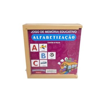 Imagem de Jogo de Memória Educativo Alfabetização, 40 Peças, Brinquedo Pedagógico para Crianças, Tema ABC