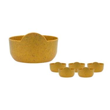 Imagem de Kit 6 Super Bowl Fibra Madeira Green Colors Amarelo 475Ml - Bb Store