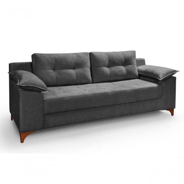Imagem de Sofá Ibiza 3 Lugares 2,22m Casal Luxo Aveludado Premium Chumbo 208