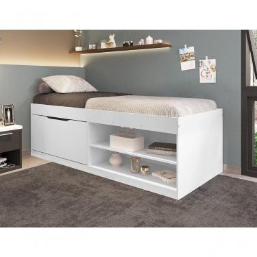Imagem de Cama Box Sapateira Solteiro 0,88 Branco Com Colchão