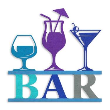 Imagem de ARTINME Decoração de parede de barra de metal, decorações modernas de bar para a placa de bar em casa, design elegante de 30,5 x 30,5 cm (azul)