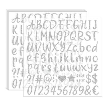 Imagem de 2,5 cm, 375 peças, ferro em letras, ferro em números, letras de transferência de calor, papel para roupas, camisetas esportivas Jersyes, nome do time (prata)