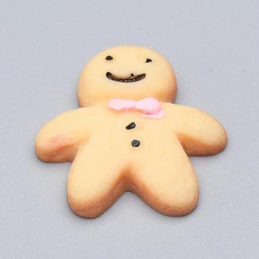 Imagem de 20 peças de cabochão de resina opaca com tema natalino, enfeite com estampa de homem de gengibre laranja para scrapbooking, artesanato faça você mesmo ou decorações de Natal, 1,7 x 1,7 x 0,4 cm