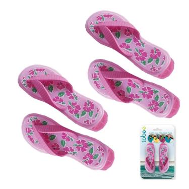 Imagem de Kit 4 Prendedores De Toalha Sandália Rosa Clip Para Cadeira De Praia - 3104 Tobee