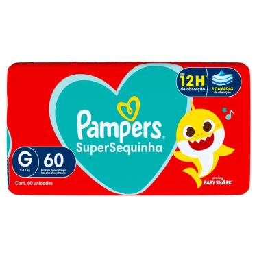 Imagem de Fralda Pampers Supersequinha Tamanho G 60 Unidades Descartáveis