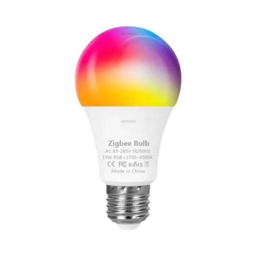 Imagem de Lâmpada LED Inteligente E27 B22 Zigbee 110 220V RGBCW Controle Por Voz