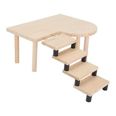 Imagem de Yctze Conjunto de Plataforma e Escadas de Madeira para Hamster Fofo - Plataforma Saudável para Animais de Estimação Com para Animais de Estimação Pequenos como Hamsters e Porquinhos-da-índia