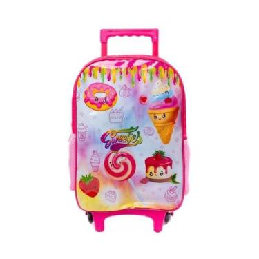 Imagem de Mochila Infantil Com Rodinhas Sweeties Doces Rosa 17 Litros - First
