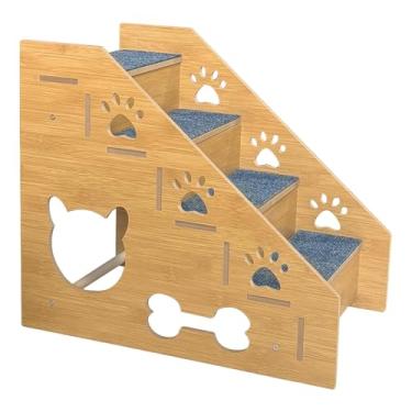 Imagem de MFMEXUL Escada para Cães, Rampa para Animais de Estimação, Versátil, Portátil, Antiderrapante, Escada para Gatos para Carro, Sofá, Poltrona, 4 Camadas