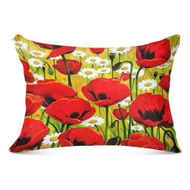 Imagem de Capa de almofada felpuda de margarida branca vibrante com zíper divertido padrão Queen King Size fronhas de almofada deslizante para casa roupa de cama, tamanho padrão, 50,8 cm x 66 cm