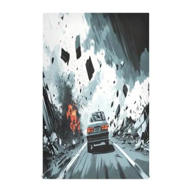 Imagem de Joisal Conjunto decorativo de toalhas de cozinha Car Racing Through Chaos, altamente absorvente, conjunto de 6 panos felpudos para cozinha, 71 x 45 cm com laço para pendurar