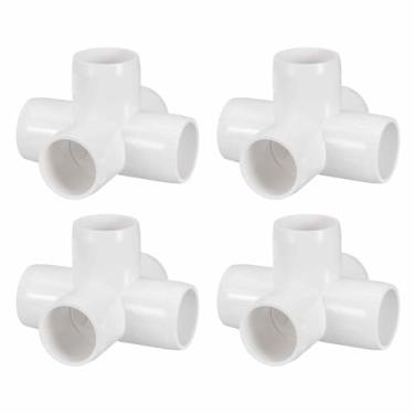 Imagem de DTGN 4 peças de encaixe de PVC de cotovelo de 0,9 cm, encaixe de tubo de PVC de grau cruzado de 5 vias SCH40, conector de cotovelo de canto DIY para móveis de construção, conexão de estrutura de
