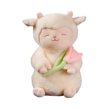 Imagem de Boneco De Pelúcia De Ovelha Branca Tulipa Brinquedo Macio Presente Fof