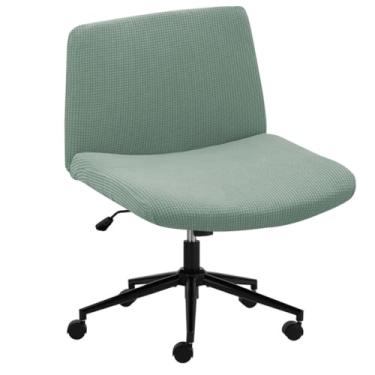 Imagem de Bifaunvogel Capas de cadeira de escritório sem braços esticadas cruzadas para cadeira de mesa com pernas cruzadas para cadeira de escritório com pernas cruzadas no meio do encosto, protetor de cadeira
