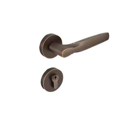 Imagem de Fechadura de porta interior bronze latão silencioso magnético doméstico dividido maçaneta de porta de madeira (Bronze, sucção magnética)