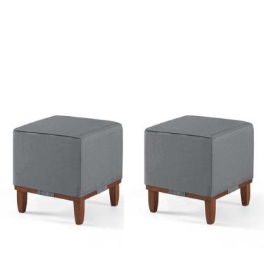Imagem de Conj. 02 Pufe Banqueta Quadrado Rodapé Madeira Oxford 40 - Due Decor, 