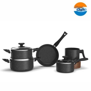 Imagem de Jogo de Panelas Indução 5 Peças Cerâmica Antiaderente Com Tampa de Vid