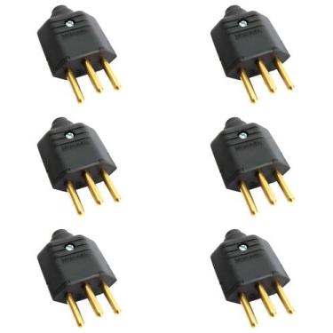 Imagem de 6 Plugue Macho 3 Pinos 10 A 2P+T MarGirius Preto