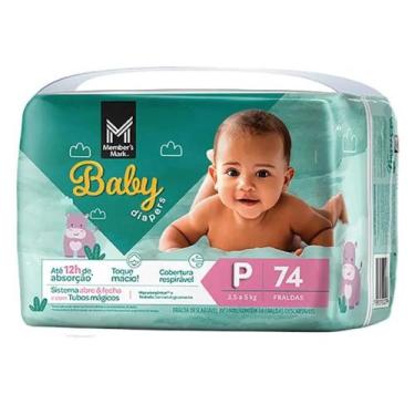 Imagem de Fralda descartável infantil baby members mark p 74 unidades  conforto 