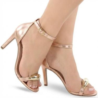 Imagem de Sandália Pedore Salto Alto Fino Detalhe Dourado Feminina P130 - Modarp