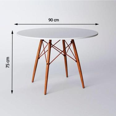 Imagem de Mesa Eiffel Wood Cobre Tampo De Madeira 90 Cm Branco New Green - Branco