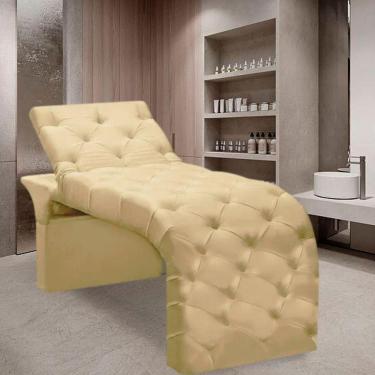 Imagem de Maca Estofada Estética Cílios Regulável Spa Veludo Maitê Bege