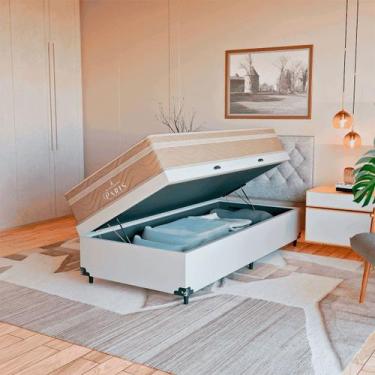 Imagem de Cama Box Baú Solteiro Branco + Colchão Paris Molas Ensacadas - eShop c