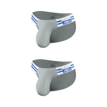 Imagem de Cuecas Masculinas De Algodão Listradas Azul Marinho, Modelo Biquíni De