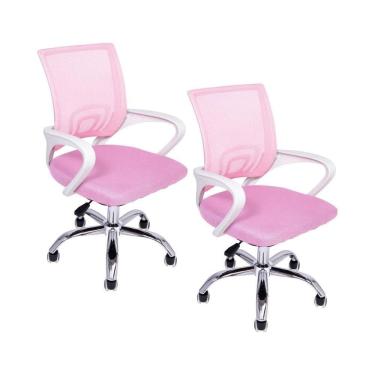 Imagem de Kit 2 Cadeiras De Escritório Oficial Begônia Ergonômico Rosa