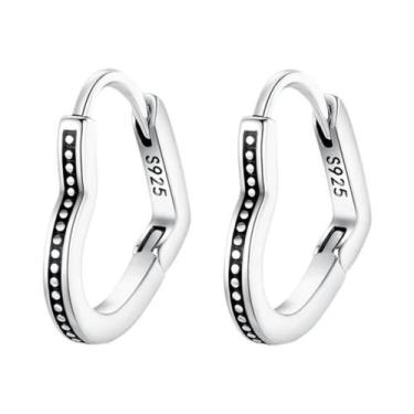 Imagem de Brincos De Coração Geométrico Em Prata 925 Com Acabamento Em Ouro Rosa