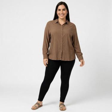 Imagem de Camisa Feminina Manga Longa Viscolinho Lisa - - Sarat Moda Indiana, Ma