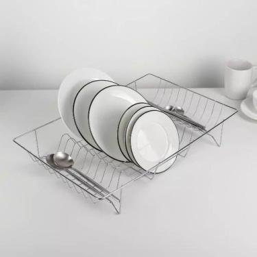 Imagem de Escorredor Louça Ferro Bancada Suporte Pratos Copos Talheres Secagem C