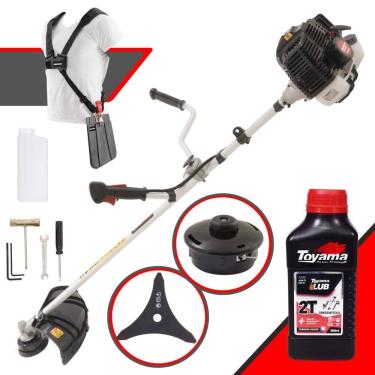Imagem de Roçadeira KW43-LE Kawashima À Gasolina Motor 2T 43cc 1,7HP de Potência Alta Rotação C/ Faca 3 Pontas + Carretel de Nylon + Óleo Toyama 2T