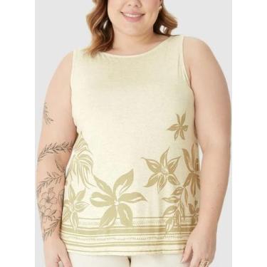 Imagem de Regata Evasê Malwee 1000132909 Feminina Plus size Viscolinho Stretch T